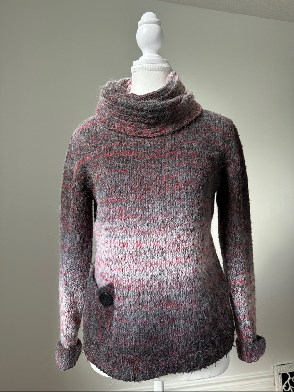 CRISCA Ombre Knit Cottage Lagenlook Pocket‎ Turtle Neck Sweater Size 0